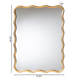 Cassara Gold Scalloped Rectangular Wall Mirror by Wicker Fair