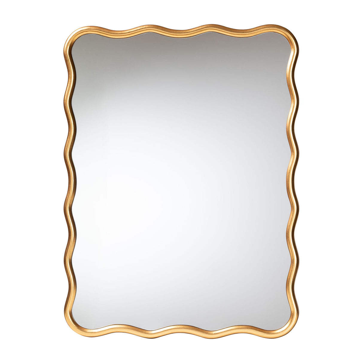 Cassara Gold Scalloped Rectangular Wall Mirror by Wicker Fair