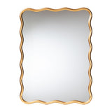 Cassara Gold Scalloped Rectangular Wall Mirror by Wicker Fair