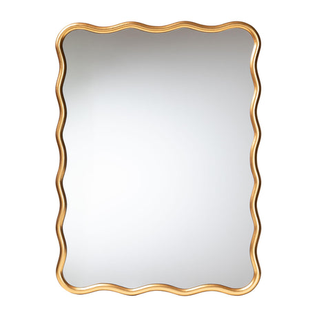 Cassara Gold Scalloped Rectangular Wall Mirror by Wicker Fair