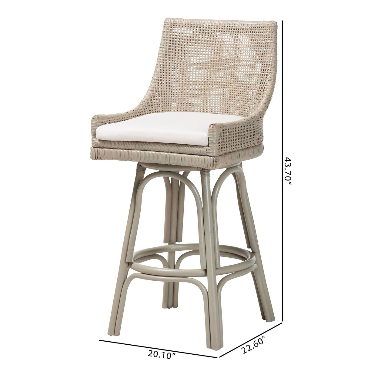 Koh Samui Swivel Rattan Bar Stool with Cushion by Wicker Fair