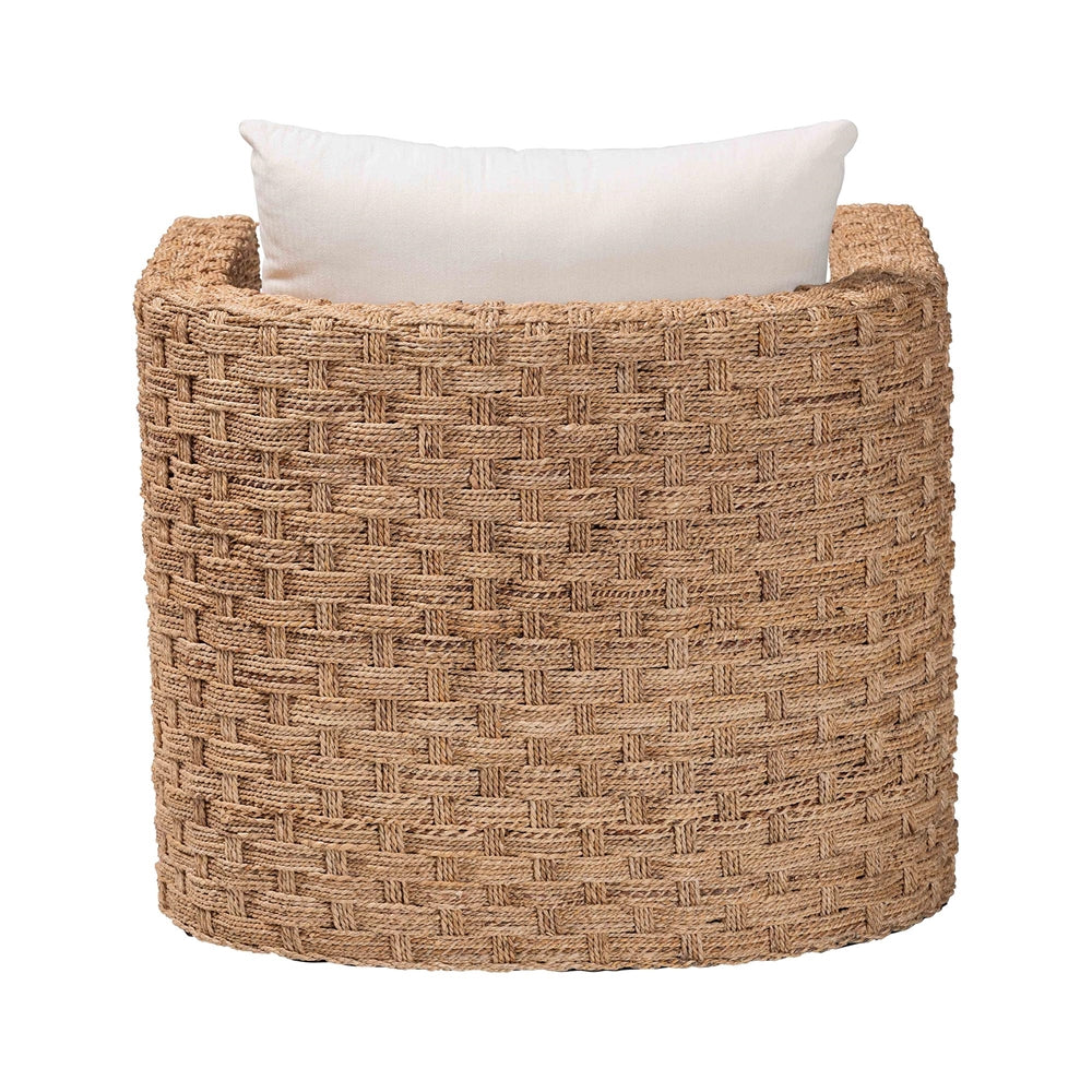 Rilos Bohemian Light Brown Seagrass Tuxedo Arm Chair by Wicker Fair