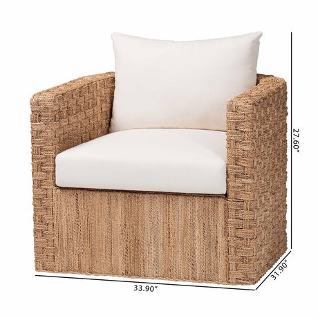 Rilos Bohemian Light Brown Seagrass Tuxedo Arm Chair by Wicker Fair