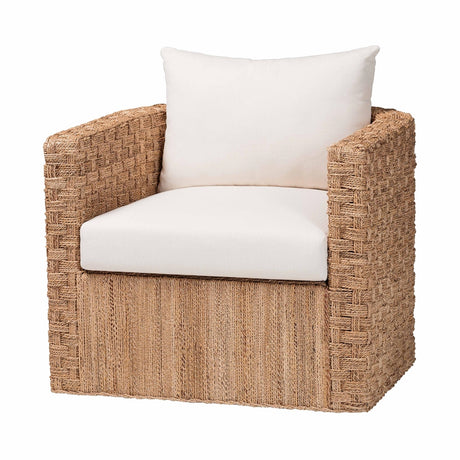 Rilos Bohemian Light Brown Seagrass Tuxedo Arm Chair by Wicker Fair