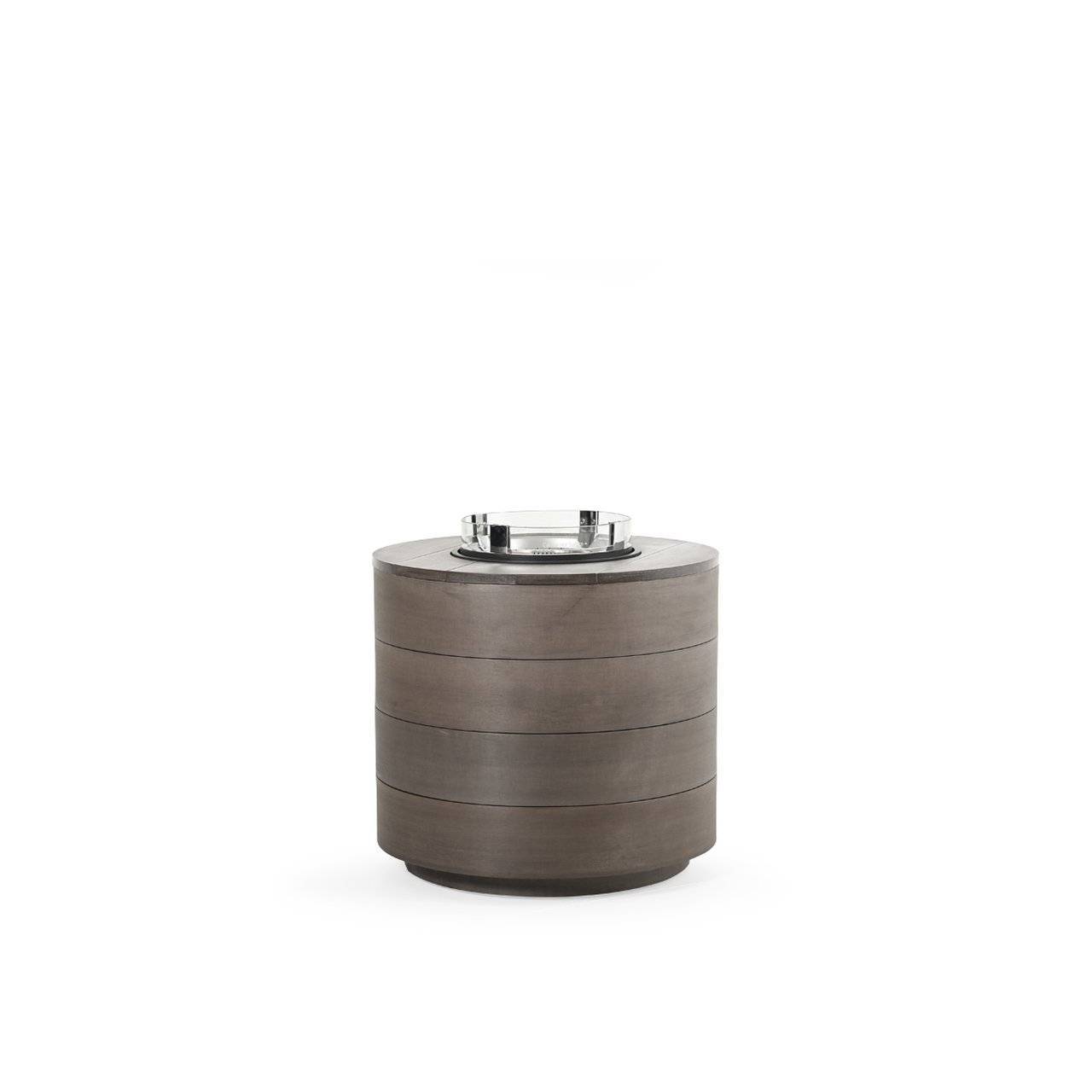 Rodeo Beach Outdoor PoliSoul&trade; Round Fire Pit with Wind Guard in Weathered Teak Model FP52-28RDWGWTK