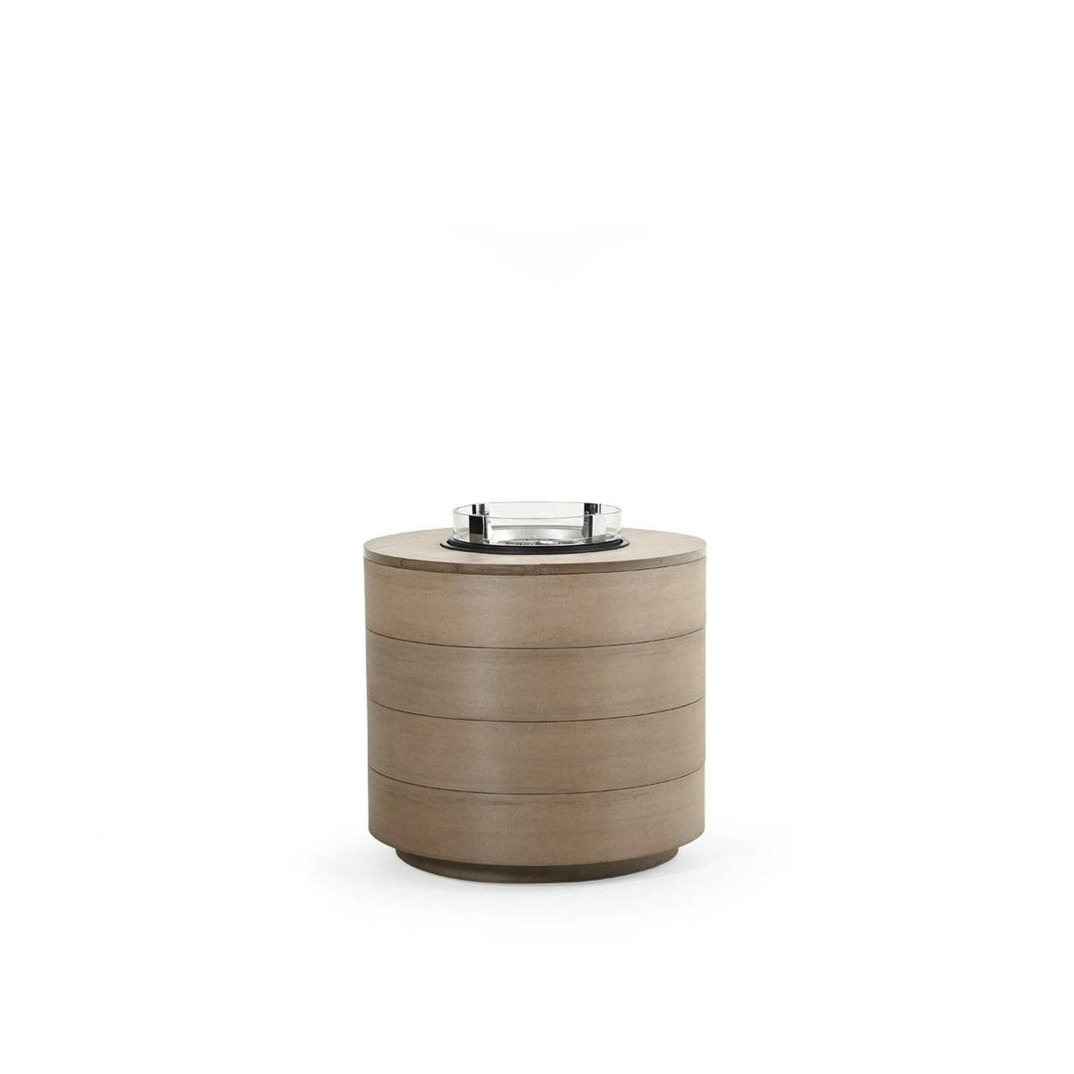 Rodeo Beach Outdoor PoliSoul&trade; Round Fire Pit with Wind Guard in Weathered Teak Model FP52-28RDWGWTK