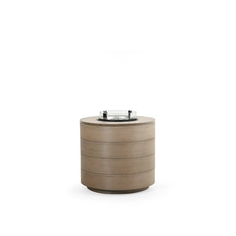 Rodeo Beach Outdoor PoliSoul&trade; Round Fire Pit with Wind Guard in Weathered Teak Model FP52-28RDWGWTK