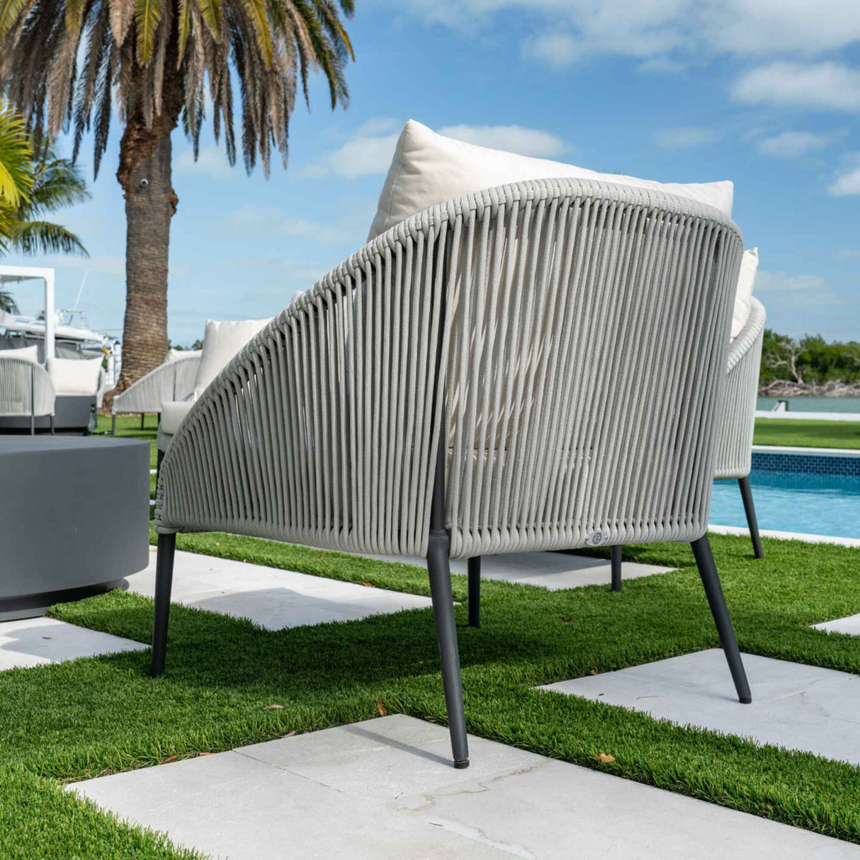 Rodona Outdoor Armchair with Sunbrella Cushion Model 24171-BPR-CUSH by Skyline Design