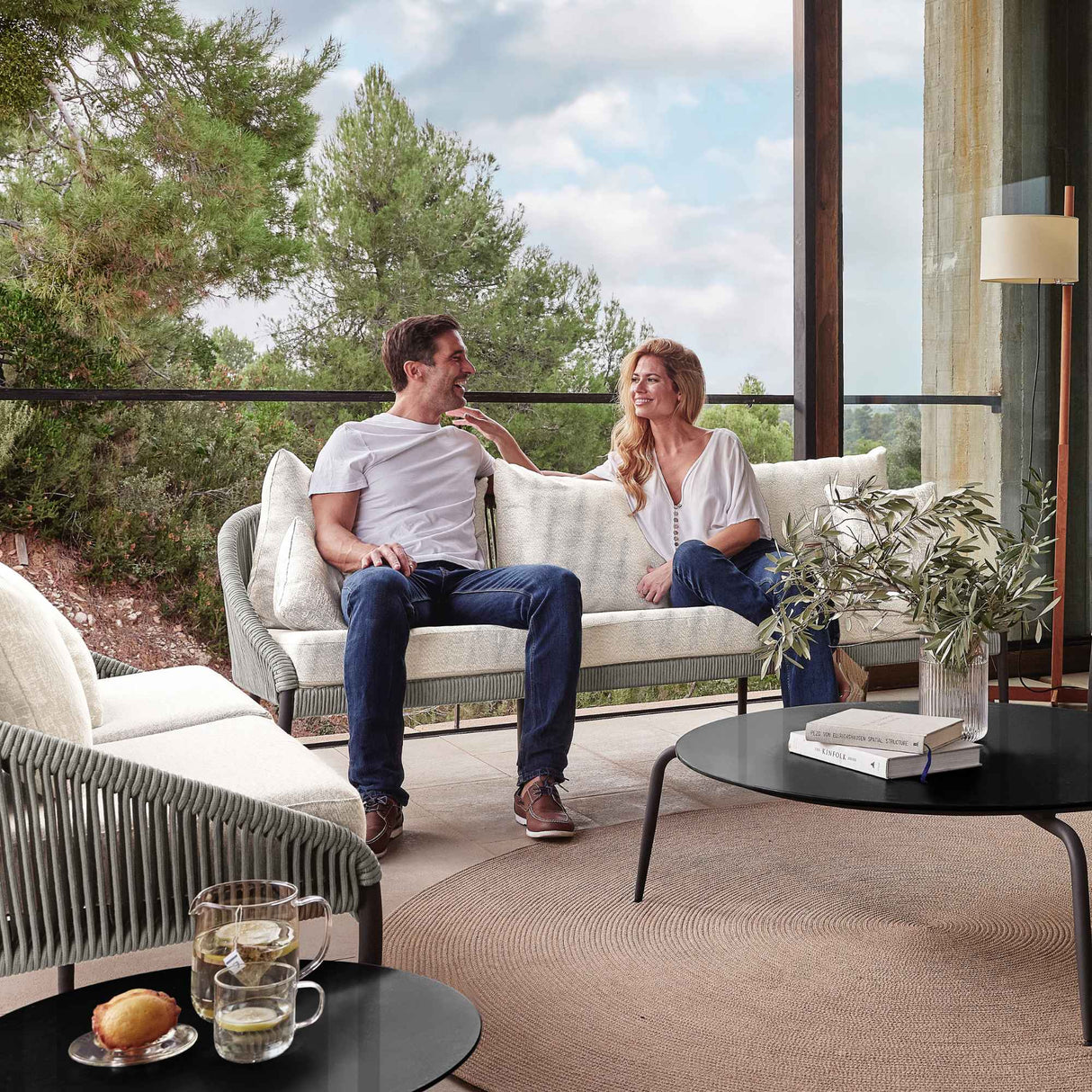 Rodona utdoor Sofa with Sunbrella Cushion Model 24173-BPR-CUSH by Skyline Design