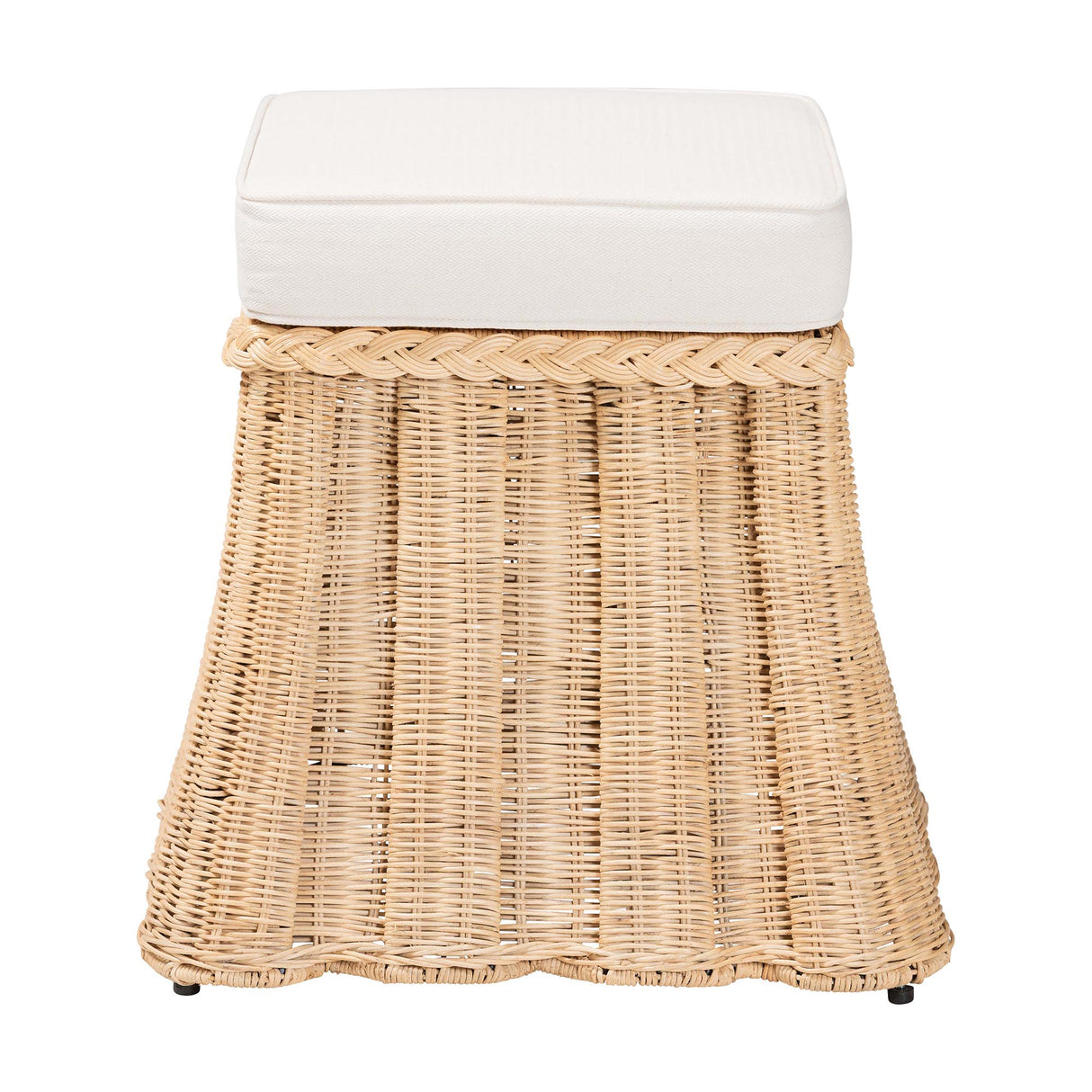 Rota Natural Rattan Ottoman with Cushion by Wicker Fair