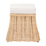 Rota Natural Rattan Ottoman with Cushion by Wicker Fair