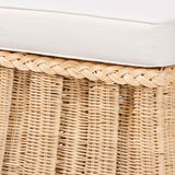 Rota Natural Rattan Ottoman with Cushion by Wicker Fair