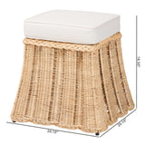 Rota Natural Rattan Ottoman with Cushion by Wicker Fair