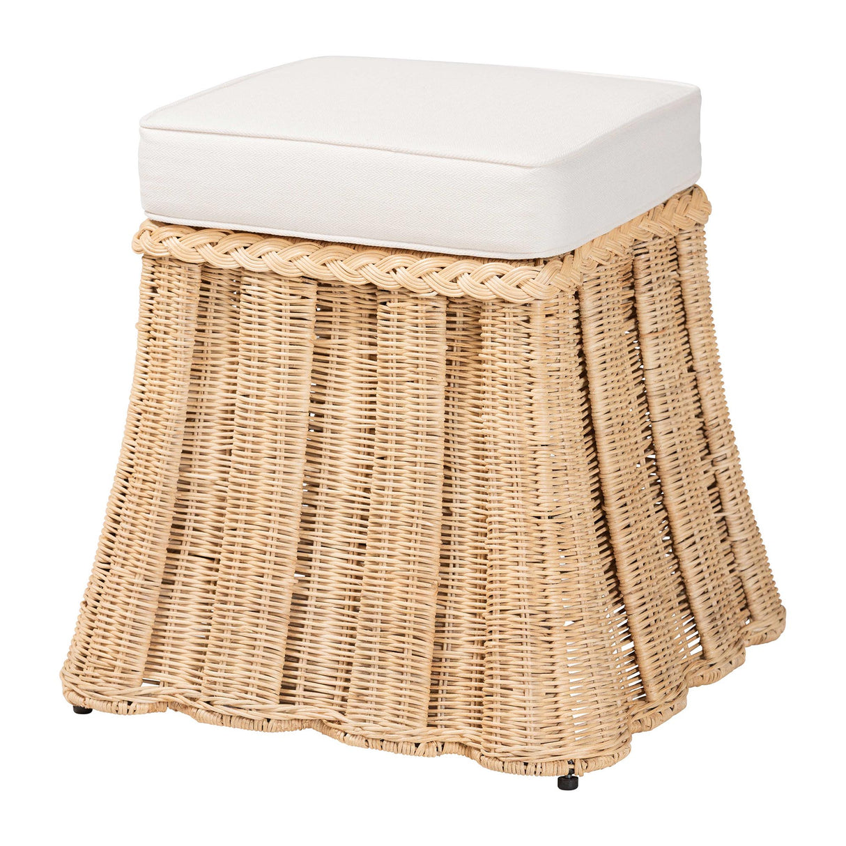Rota Natural Rattan Ottoman with Cushion by Wicker Fair