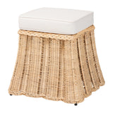 Rota Natural Rattan Ottoman with Cushion by Wicker Fair