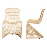 Rosalba Bohemian Light Honey Rattan 2-Piece S-Curve Dining Chair Set by Wicker Fair