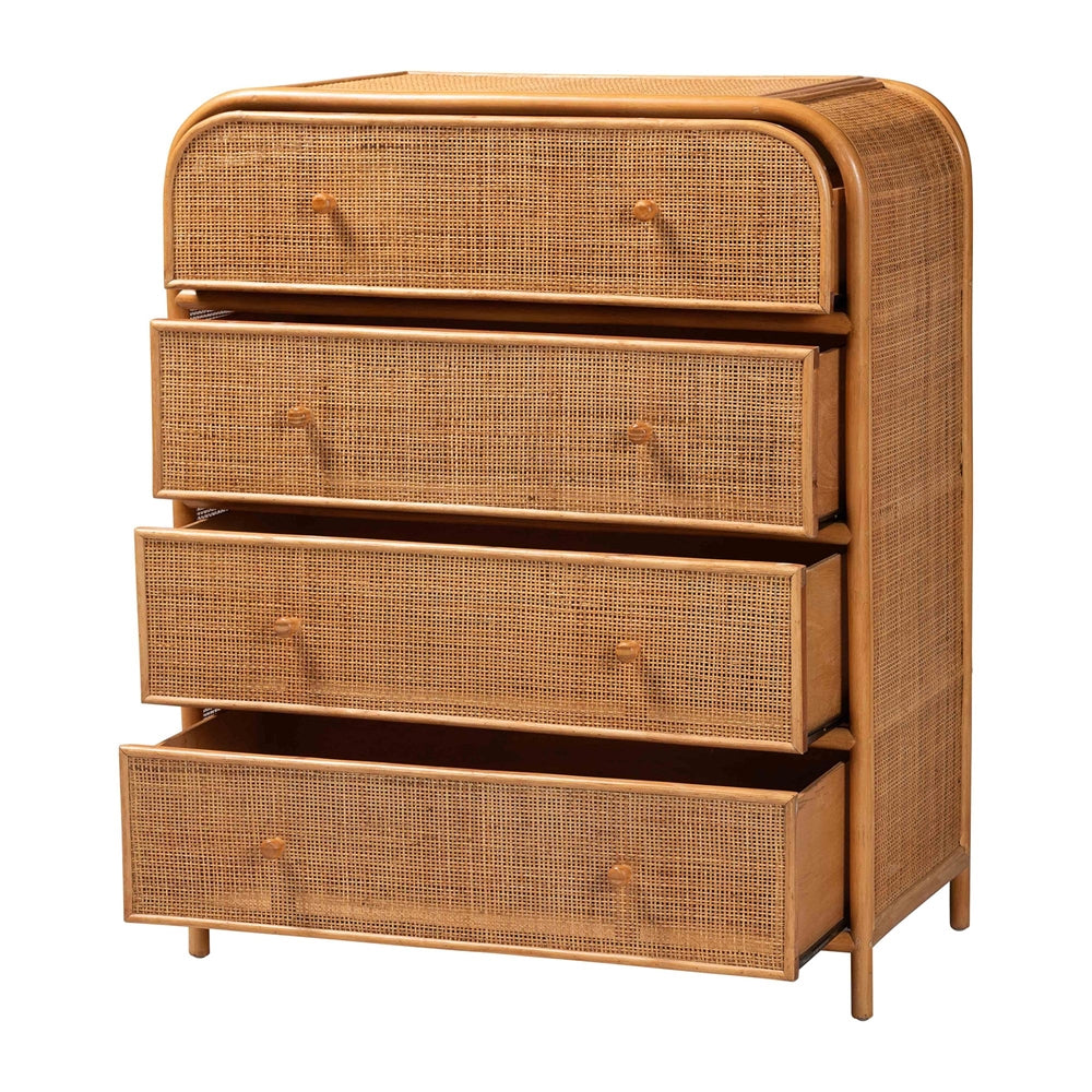 Sankrit Natural Rattan 4-Drawer Storage Cabinet by Wicker Fair