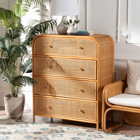 Sankrit Natural Rattan 4-Drawer Storage Cabinet by Wicker Fair