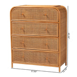 Sankrit Natural Rattan 4-Drawer Storage Cabinet by Wicker Fair
