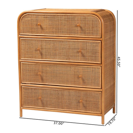 Sankrit Natural Rattan 4-Drawer Storage Cabinet by Wicker Fair