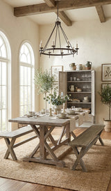 Sand Creek Rectangle Dining Set with Benches and Accent Cabinet 2 PCSET