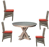 Sand Creek Vintage Smoke Finish 5 Pc Round Dining Set with Table and 4 Chairs Model TB766-DIN-SET By Capris Furniture