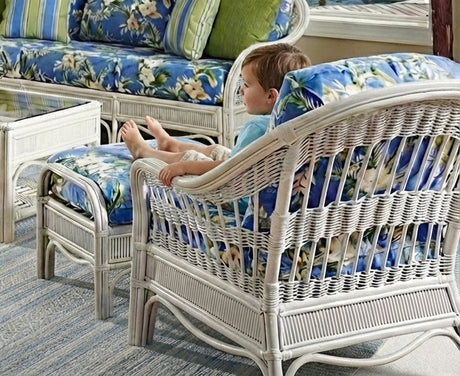 Sandy Key Indoor Whitewash Wicker 6 Pc Living Room Set by Wicker Fair