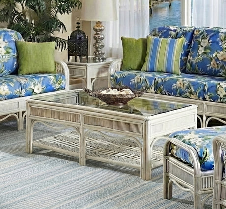 Sandy Key Indoor Whitewash Wicker 6 Pc Living Room Set by Wicker Fair