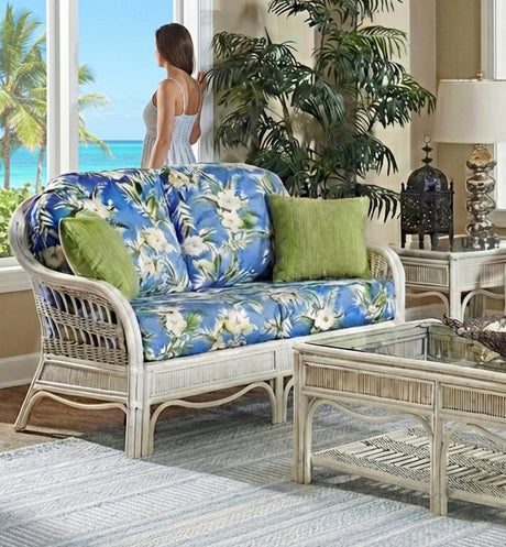 Sandy Key Indoor Whitewash Wicker 6 Pc Living Room Set by Wicker Fair