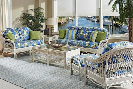 Sandy Key Indoor Whitewash Wicker 6 Pc Living Room Set by Wicker Fair