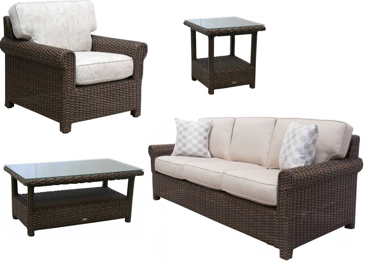 Sanibel Outdoor Wicker 5 Pc Seating Set 9842-WI Wrought Iron Finish by Beachcraft Furniture