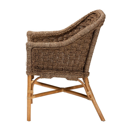 Suis Bohemian Natural Seagrass and Rattan Arm Chair by Wicker Fair