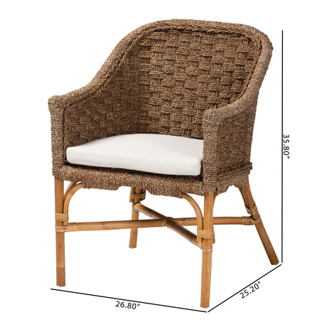 Suis Bohemian Natural Seagrass and Rattan Arm Chair by Wicker Fair