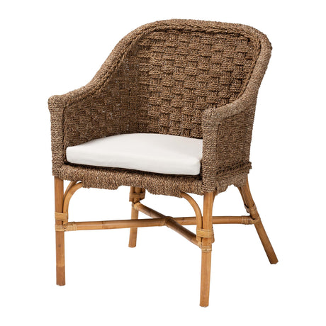 Suis Bohemian Natural Seagrass and Rattan Arm Chair by Wicker Fair