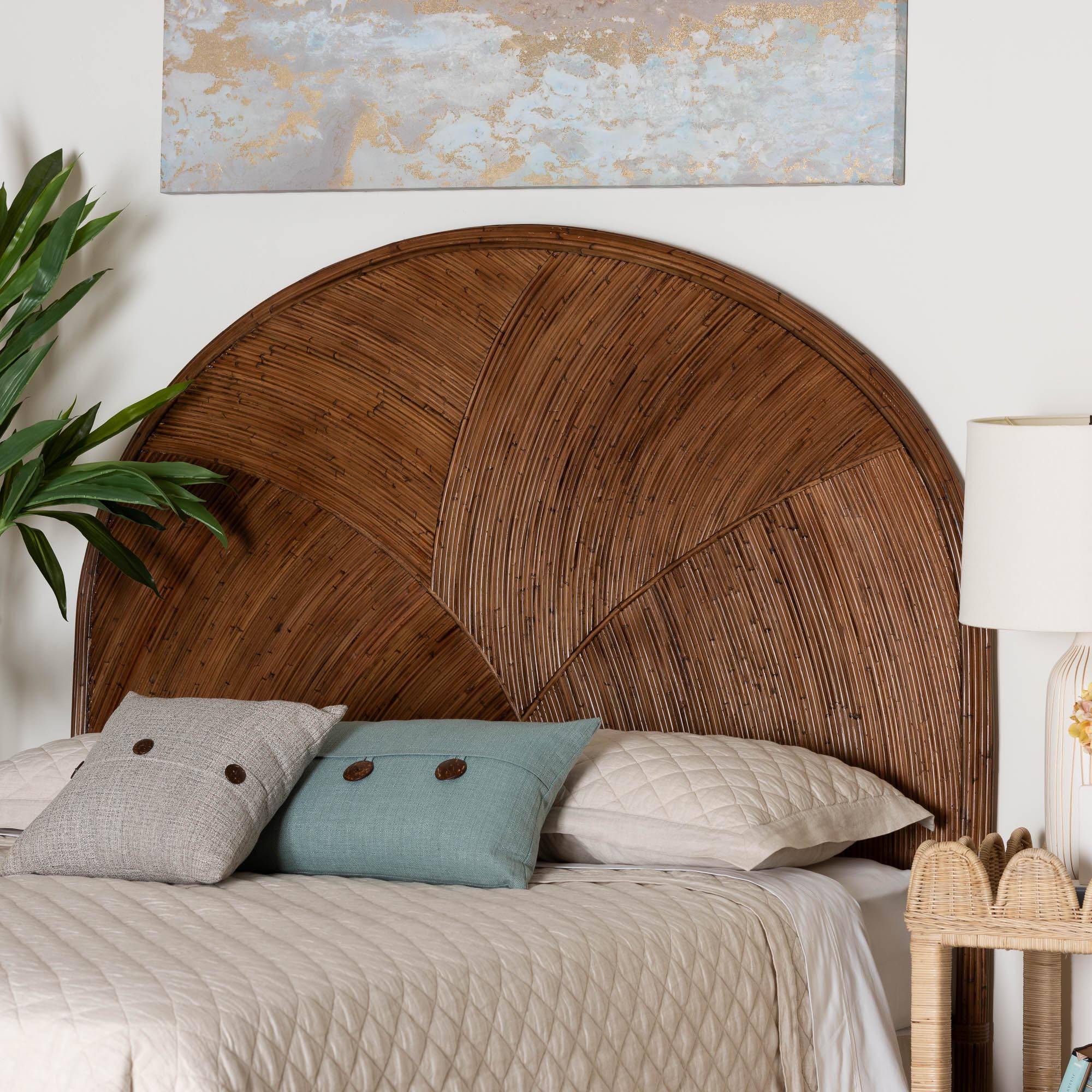 NILE Bohemian Dark Brown Rattan Headboard – Exotic Style