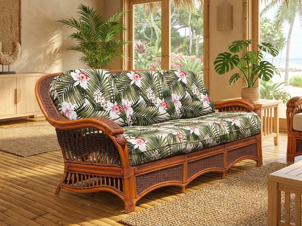 Seascape Rattan Sofa by Spice Islands Wicker Model SS3S