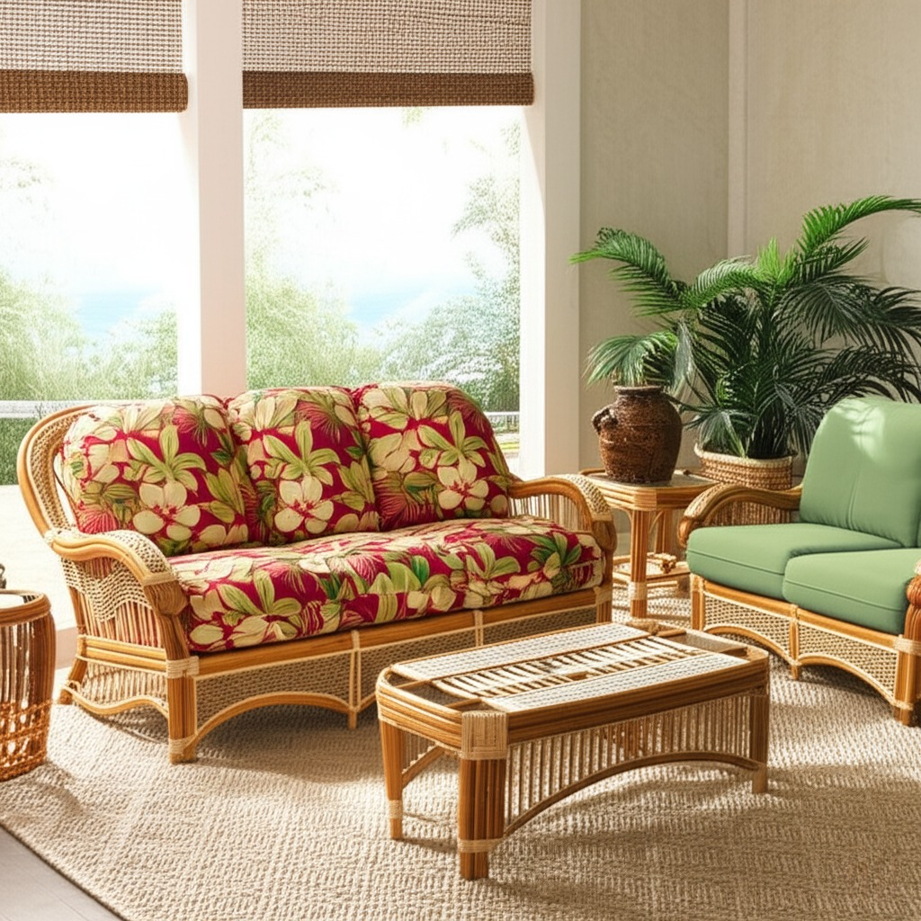 Seascape Rattan 3 Pc Deep Seating Living Room Set Model SS-3PC-SET by Spice Islands Wicker