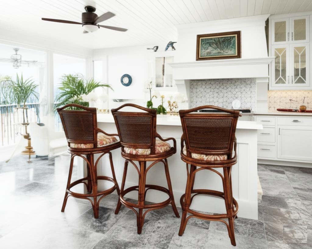 Pearl Harbor Swivel Rattan Barstool and Counterstool by Wicker Fair