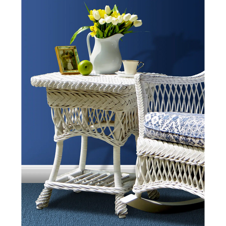 Cape May 3 Pc White Wicker Rocker Set by Wicker Fair