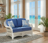 Ships Wheel White Loveseat Model SW-RLS by Wicker Fair