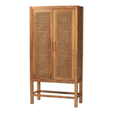 Wicker Fair Sibu Tall Woven Rattan and Wood Storage Cabinet