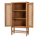 Wicker Fair Sibu Tall Woven Rattan and Wood Storage Cabinet