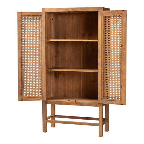 Wicker Fair Sibu Tall Woven Rattan and Wood Storage Cabinet