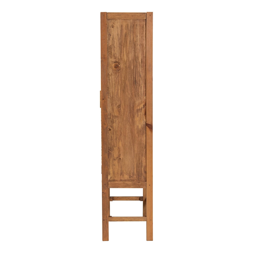Wicker Fair Sibu Tall Woven Rattan and Wood Storage Cabinet