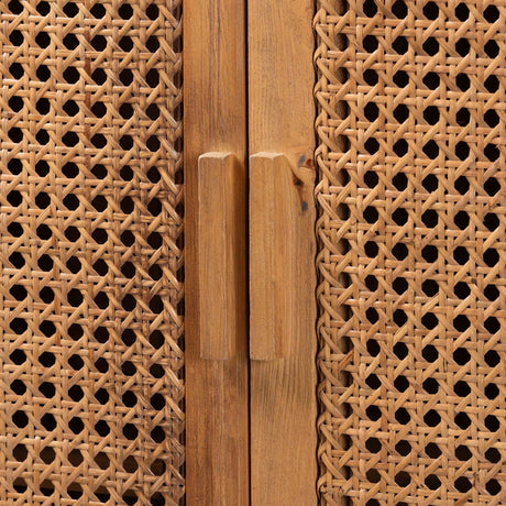 Wicker Fair Sibu Tall Woven Rattan and Wood Storage Cabinet