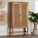 Wicker Fair Sibu Tall Woven Rattan and Wood Storage Cabinet