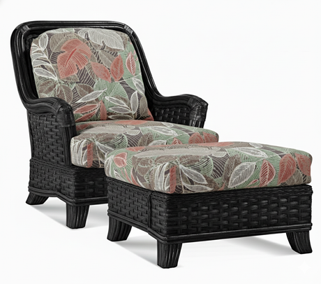 Somerset Black Rattan Ottoman Model 953-009-BLK by Braxton Culler