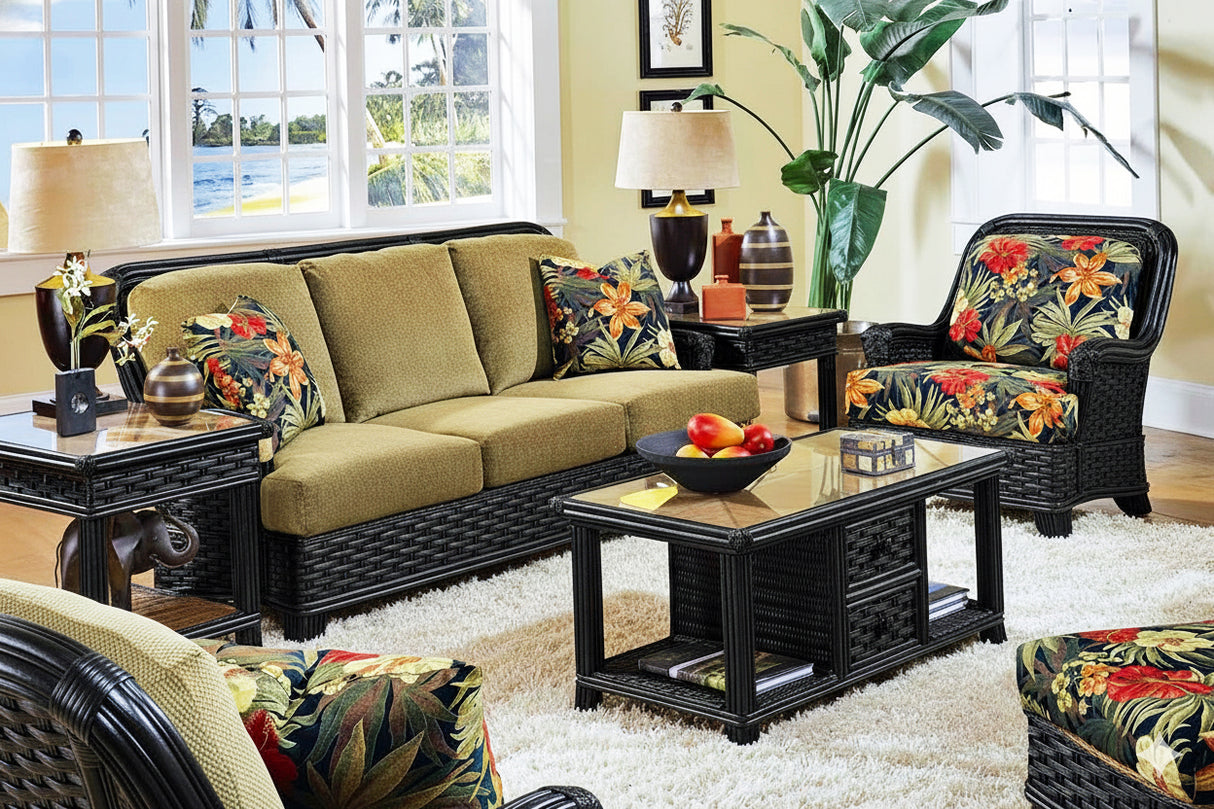 Somerset Black Rattan Swivel Glider Chair Model 953-202-BLK by Braxton Culler