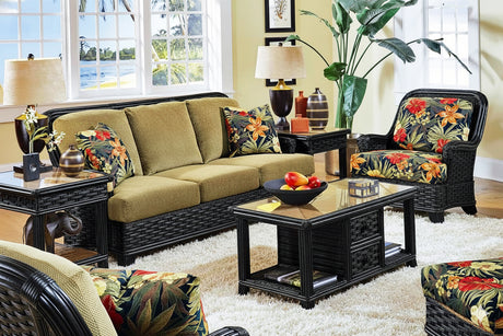 Somerset Black Rattan Barrel Swivel Glider Chair Model 953-005-BLK by Braxton Culler