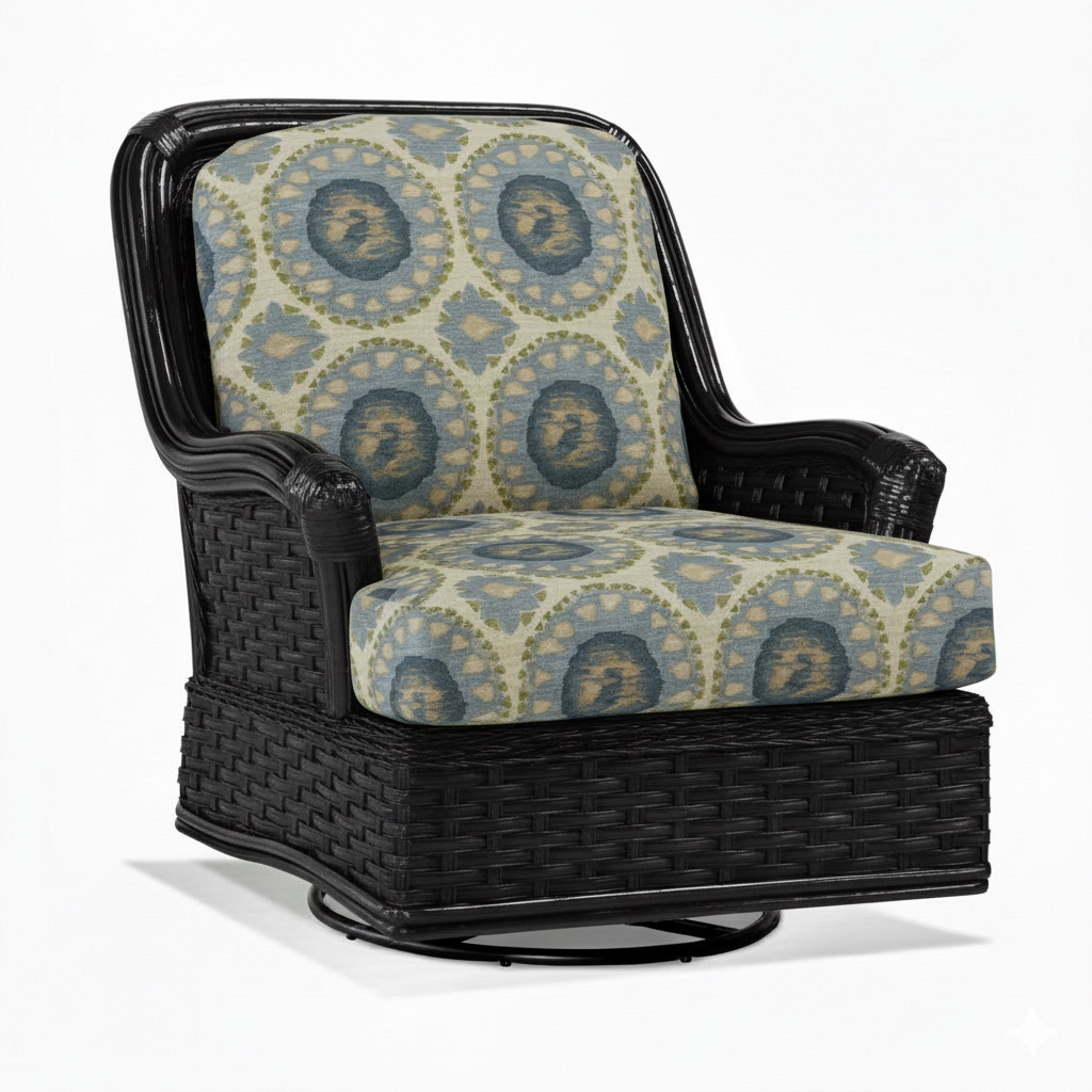 Somerset Black Rattan Swivel Glider Chair Model 953-202-BLK by Braxton Culler